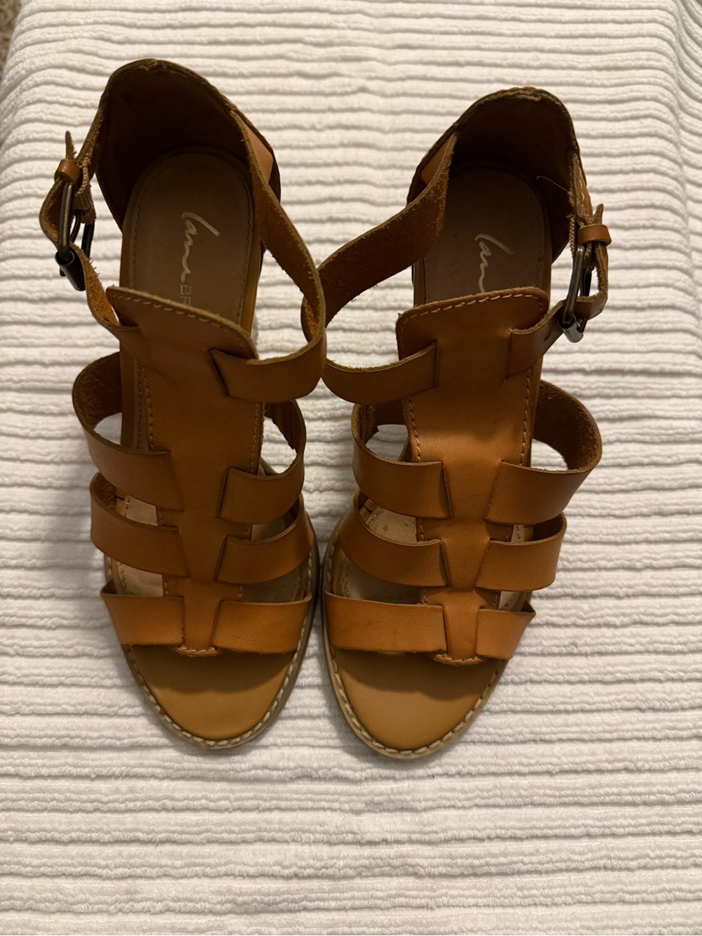 Lane Bryant Cognac Strappy Gladiator Sandals with Buckle